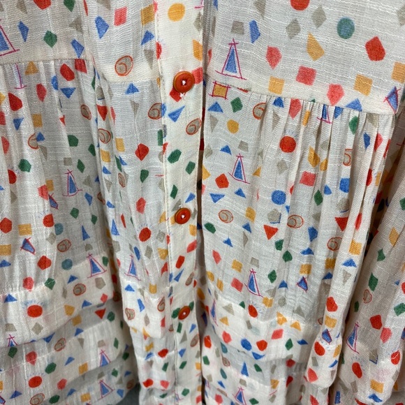 Anthro Maeve Cream Linen Paccia Shapes Top Size XS - Picture 5 of 8